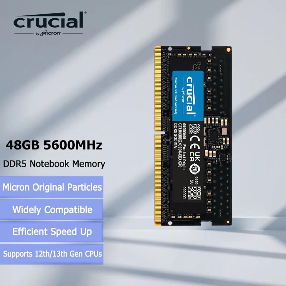 Crucial RAM SO-DIMM Ʈ ޸, 16GB, 32GB, DDR5 4800MHz (Ǵ 5600MT/s) CL40, CT32G48C40S5